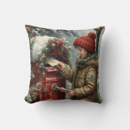 Cojín Decorativo Christmas mailbox throw pillow winter cozy cushion