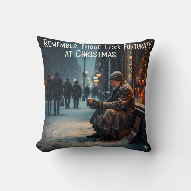 COJÍN DECORATIVO CHRISTMAS MEANING PICTURE REMEMBER THE POOR (Anverso)