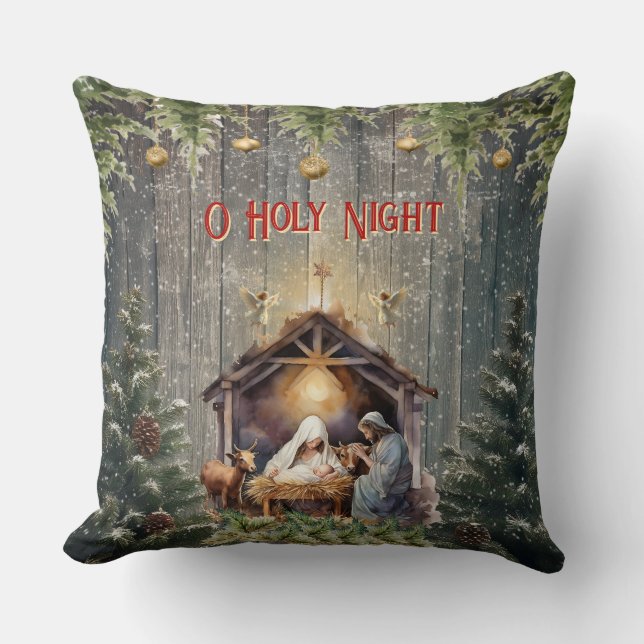 Cojín Decorativo Christmas Nativity Scene Throw Pillow (Anverso)