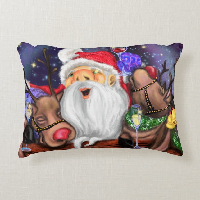 Cojín Decorativo Christmas Pillow Gift Santa and Reindeers Fun (Anverso)