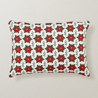 Cojín Decorativo Christmas Poinsettia Floral Pattern | Red Green