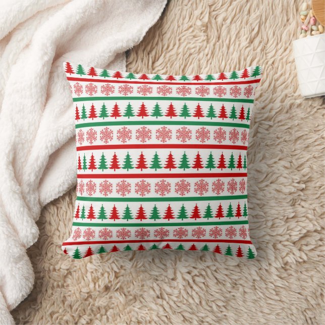 Cojín Decorativo Christmas Snowflakes and Trees Throw Pillow (Manta)