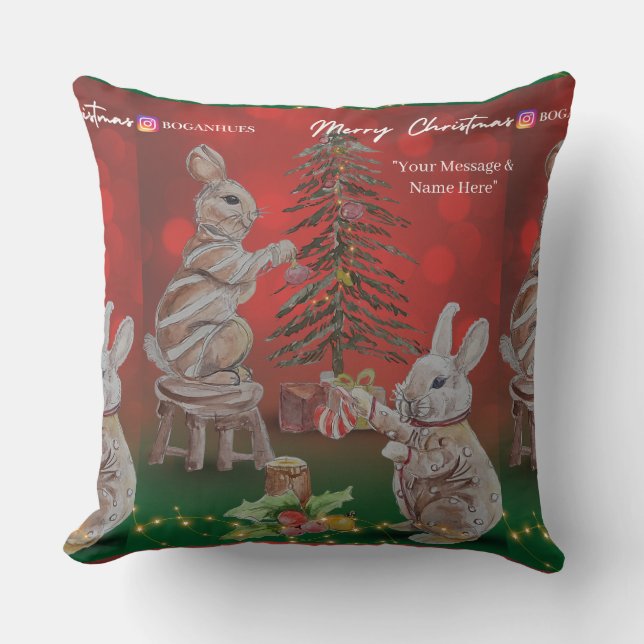 Cojín Decorativo Christmas Theme Bunny Boganhues Artisanal Prints (Anverso)