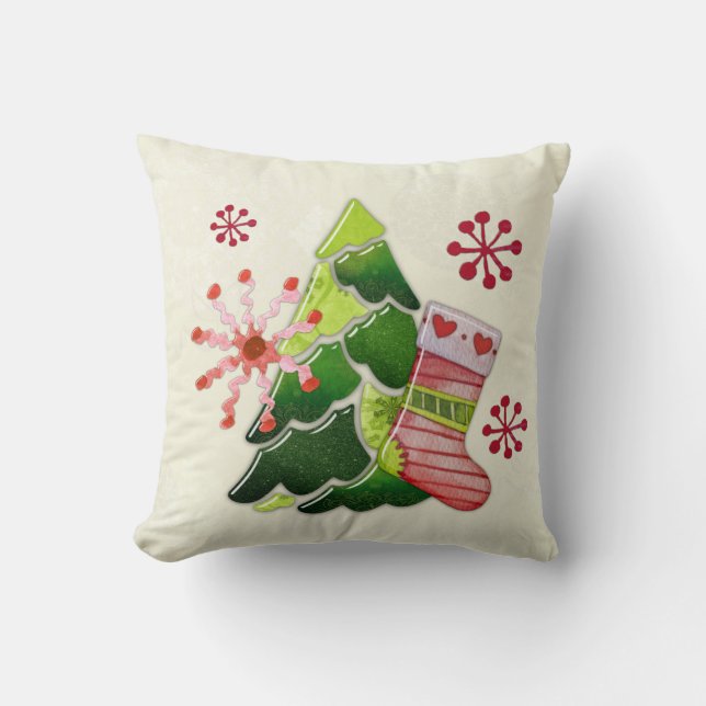 Cojín Decorativo Christmas Tree and Stocking Whimsey (Anverso)