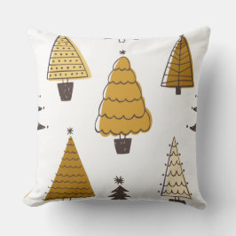 Cojín Decorativo Christmas Tree Pattern – Neutral Holiday Pillow De
