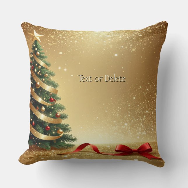 Cojín Decorativo Christmas Tree Ribbons Holiday Throw Pillow (Anverso)