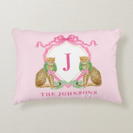 Cojín Decorativo Christmas Wreath Leopard Crest Monogram 