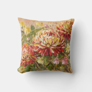 Cojín Decorativo Chrysanthemum Meadow: Pintura de mano acrílica.