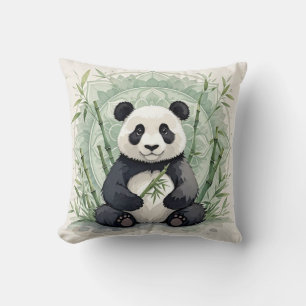 Cojín Decorativo Chubby panda sentado en una pose de loto