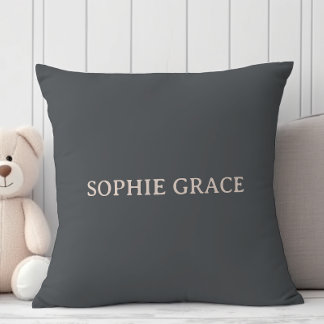 Cojín Decorativo Chupete de Bebé Tipografía Boho Gris Rosa
