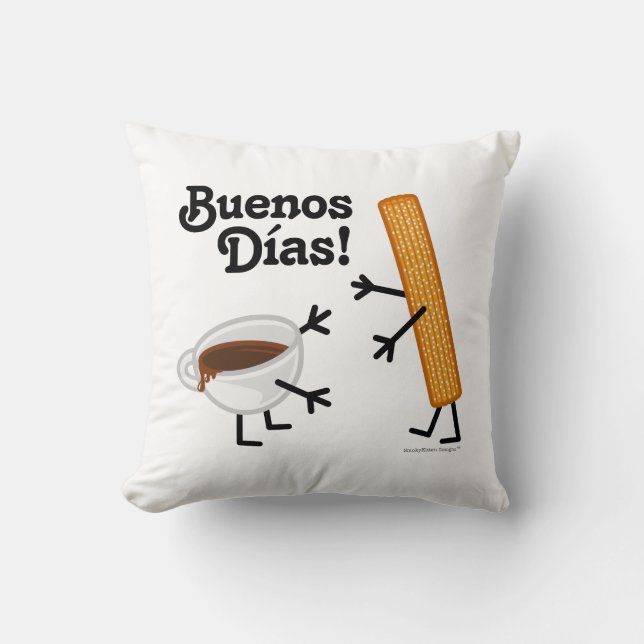 Cojín Decorativo ¡Churro y chocolate - Buenos Dias! (Anverso)