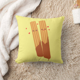 Cojín Decorativo Churros españoles románticos azules con chocolate