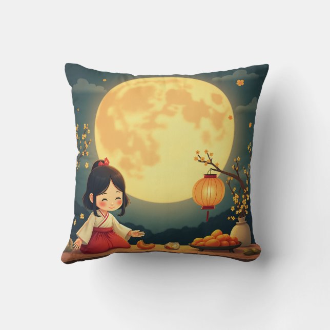 Cojín Decorativo Chuseok luna llena y utilería tradicional (Reverso)