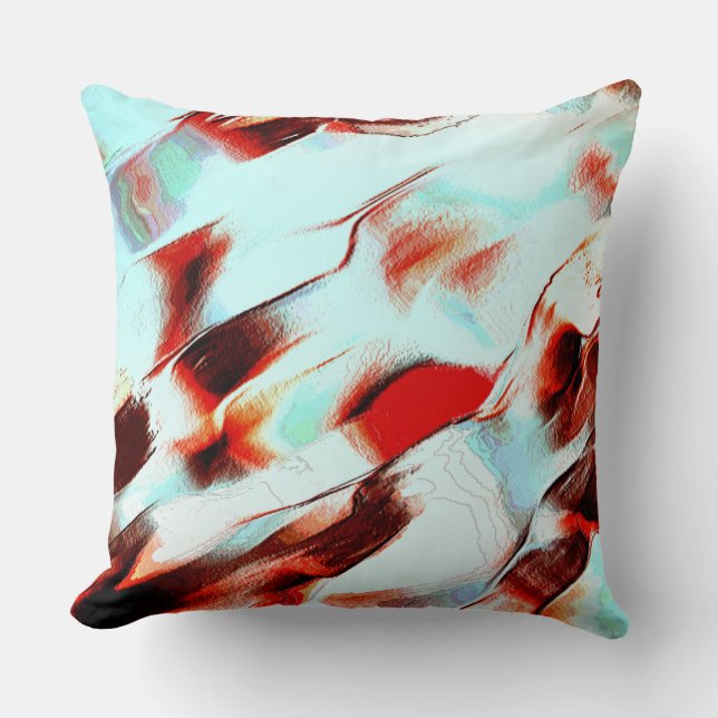 Cojín Decorativo Cian de luz dura y rojo fuerte (Anverso)