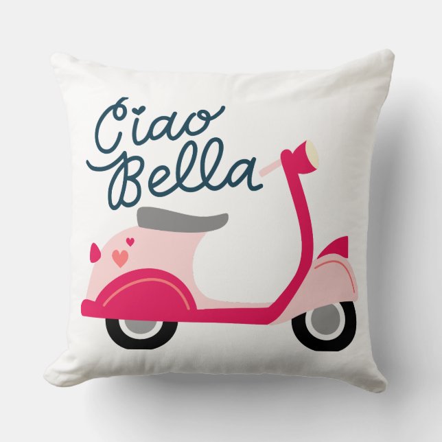 Cojín Decorativo Ciao Bella Pink Scooter (Anverso)