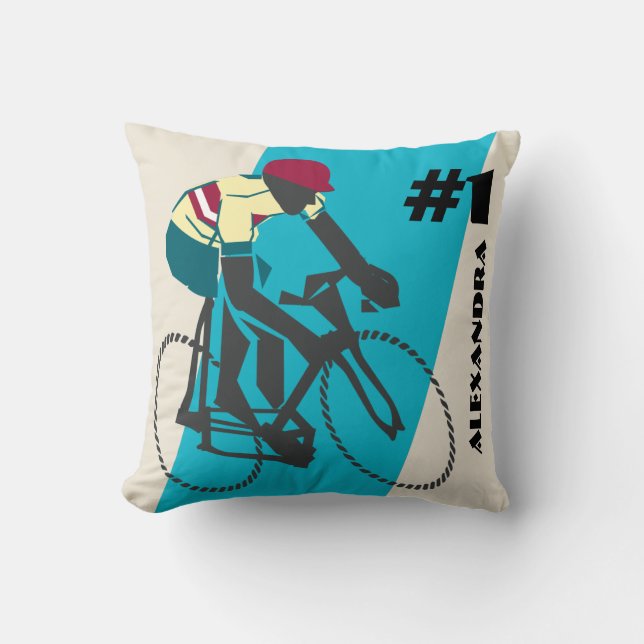 Cojín Decorativo Ciclismo (azul) (Anverso)