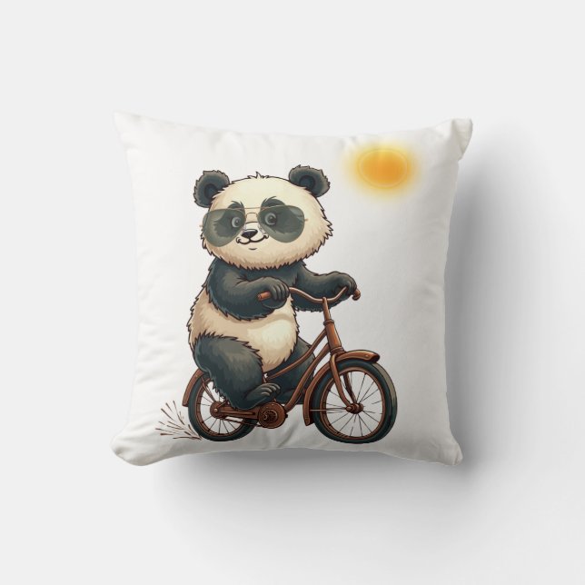 Cojín Decorativo Ciclismo de Panda (Anverso)