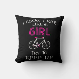 Cojín Decorativo Ciclista femenina Chica ciclista en bicicleta
