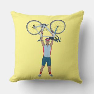 Cojín Decorativo Ciclista levantando una bicicleta
