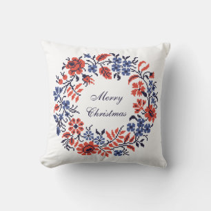 Cojín Decorativo Ciclo de flores de Feliz Navidad