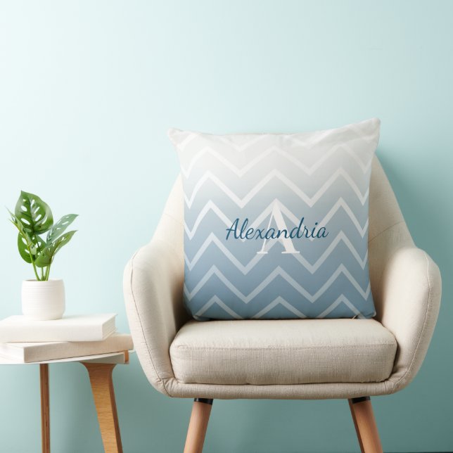 Cojín Decorativo Cielo Azul Chevron Blanco (Silla)