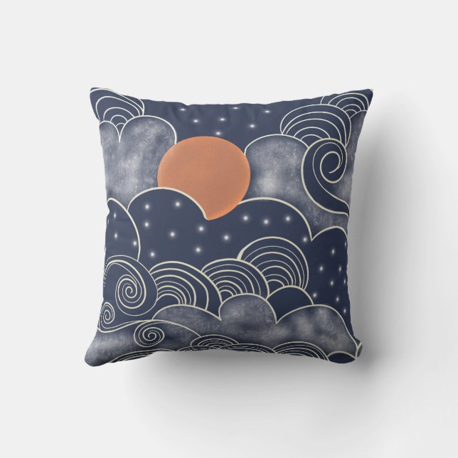 Cojín Decorativo cielo azul de la luna abstracta (Reverso)