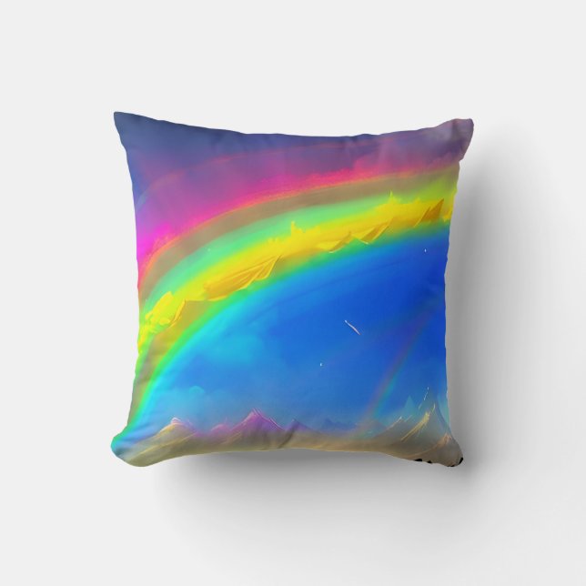 Cojín Decorativo Cielo brillante de arco iris (Anverso)