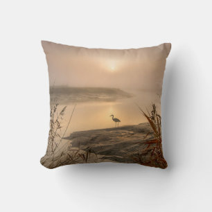 Cojín Decorativo Cielo de Garza - Paisaje en el Lago