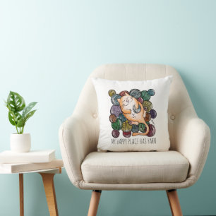 Cojín Decorativo Cielo de Hilo de Punto de Gato Bonito Lana Tejedor