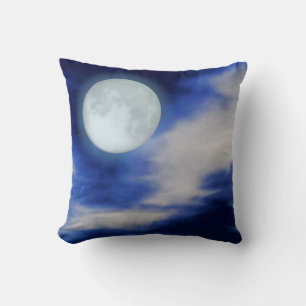 Cojín Decorativo Cielo nocturno con luna y nubes
