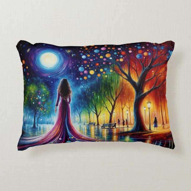 Cojín Decorativo Cielo nocturno mágico con orbitas brillantes linte (Anverso)