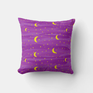Cojín Decorativo Cielo nocturno púrpura oscuro: patrón de estrellas
