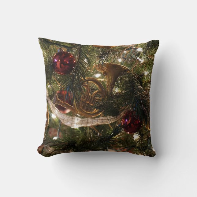 Cojín Decorativo Cierre de árbol de Navidad decorado (Anverso)