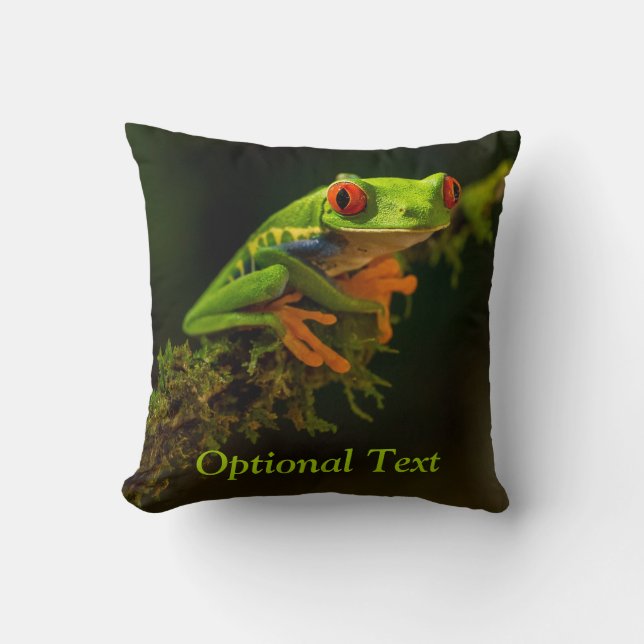 Cojín Decorativo Cierre de una rana de árbol rojo #1 (Anverso)