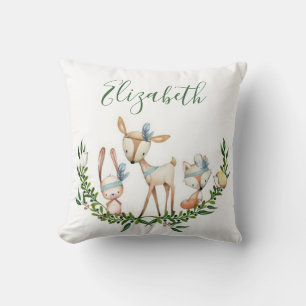 Cojín Decorativo Ciervo bebé adorable en acuarela