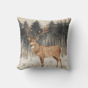 Cojín Decorativo Ciervo Escena Invernal Majestad Invernal