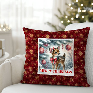 Cojín Decorativo Ciervo mágico de invierno, regalo suave de Navidad