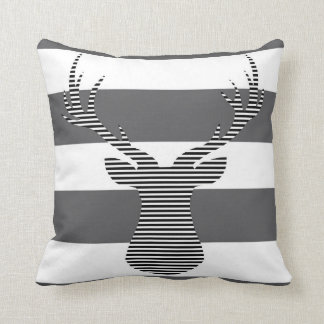 Cojín Decorativo Ciervos - modelo geométrico - gris y blanco