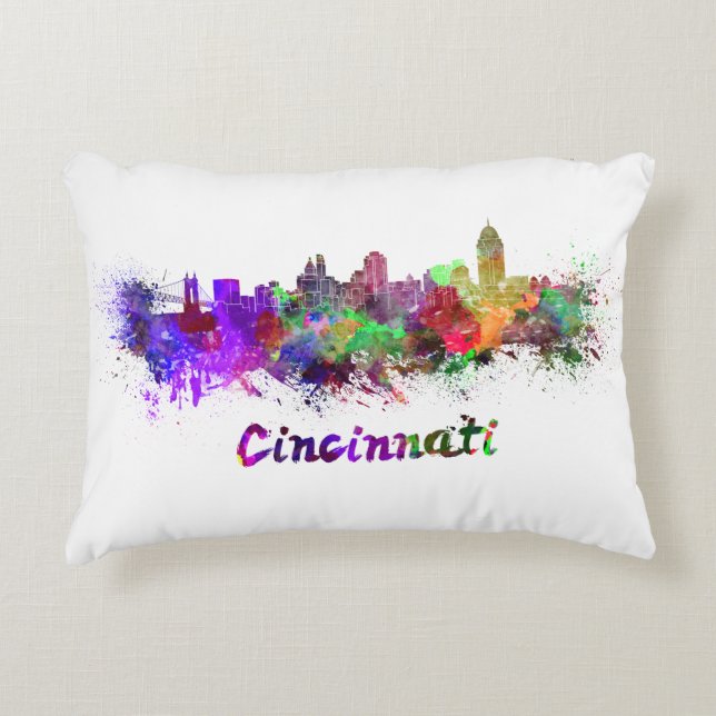 Cojín Decorativo Cincinnati skyline in watercolor (Anverso)