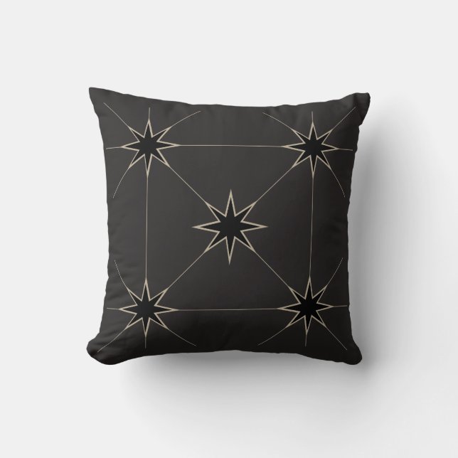 Cojín Decorativo Cinco Estrellas Negro y Tan. (Anverso)