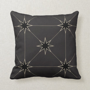 Cojín Decorativo Cinco Estrellas Negro y Tan.