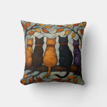 Cinco Gatos en una Rama de Árbol Estilo Vidrio Pin