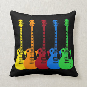 Cojín Decorativo Cinco guitarras eléctricas coloridas