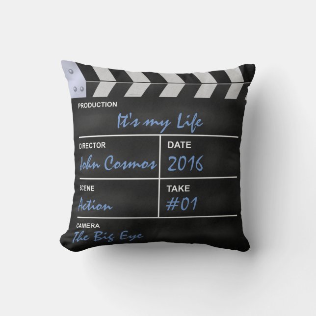 Cojín Decorativo Cine de Clapperboard "es mi vida " (Anverso)