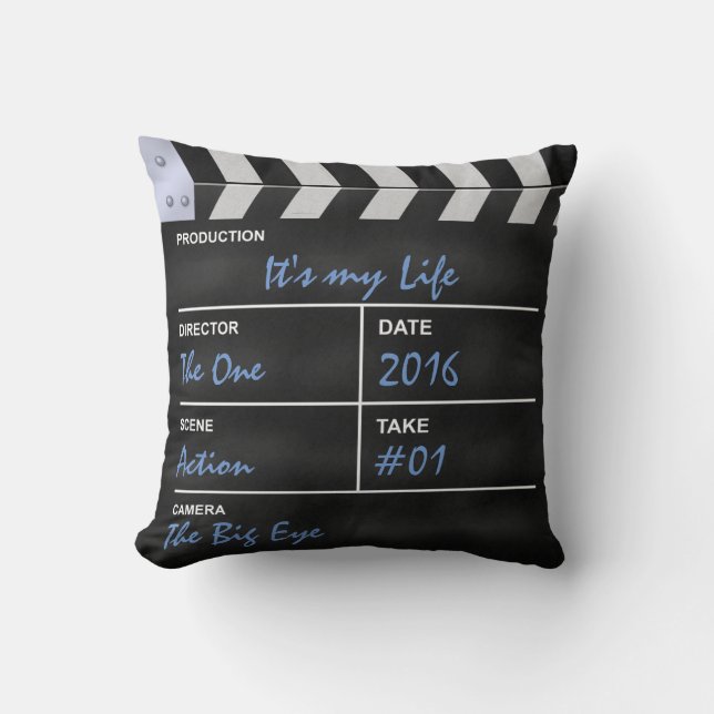 Cojín Decorativo Cine de Clapperboard "es mi vida " (Anverso)