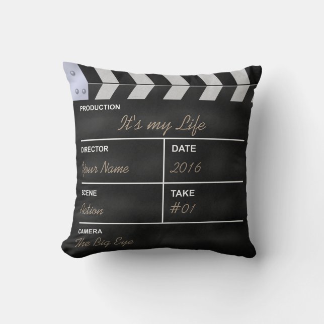 Cojín Decorativo Cine de Clapperboard "es mi vida " (Anverso)