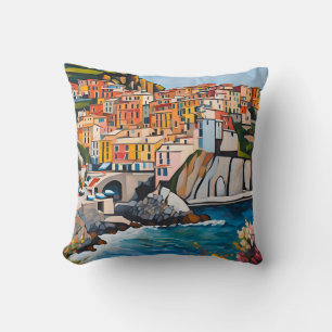 Cojín Decorativo Cinque Terre Italia Costa de Arte Moderno Mediterr