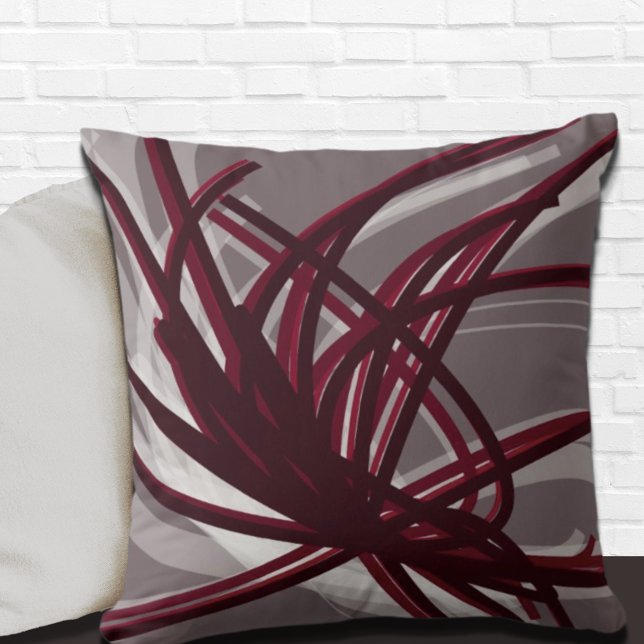 Cojín Decorativo Cinta abstracta gris y borgoñona (Subido por el creador)