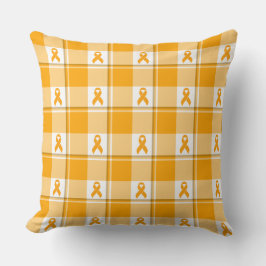 Cojín Decorativo Cinta Anaranjada de Cuadros de Conciencia sobre la