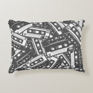 Cojín Decorativo Cinta Cassette: Patrón de cosecha monocromo